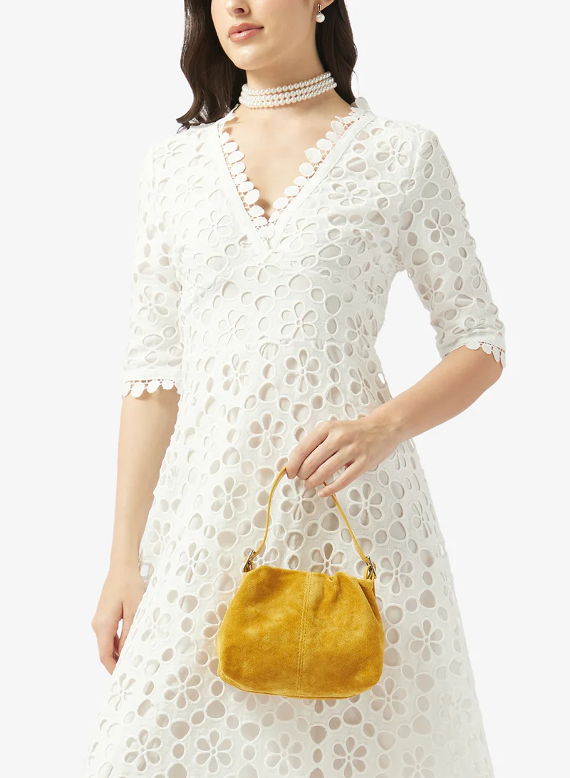 Ginger Yellow suede bucket bag for Women | Best Price UAE